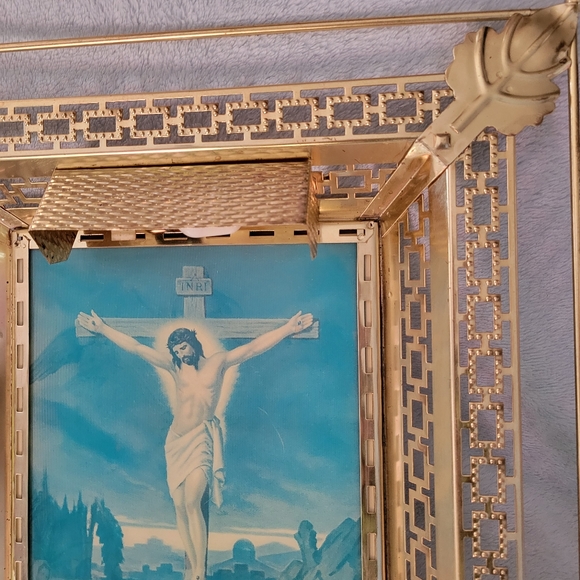 Lighted Jesus Cross Angels Heaven 3D Lenticular Hologram Metal Picture Frame - Picture 4 of 9